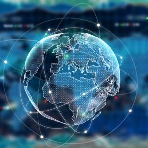 Digital globe showing trade lines